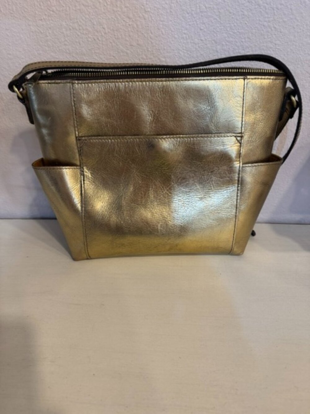Antique Gold Leather Patricia Nash Crossbody bag